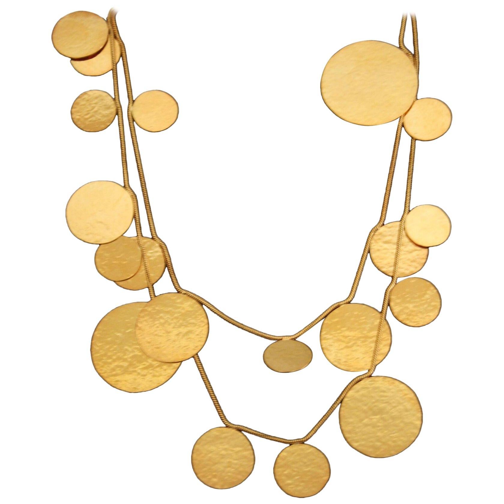 Modern Herve van der Straeten Gilded Brass Circle Sautoir