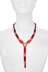 Goossens Paris Pink Rock Crystal "Y" Necklace