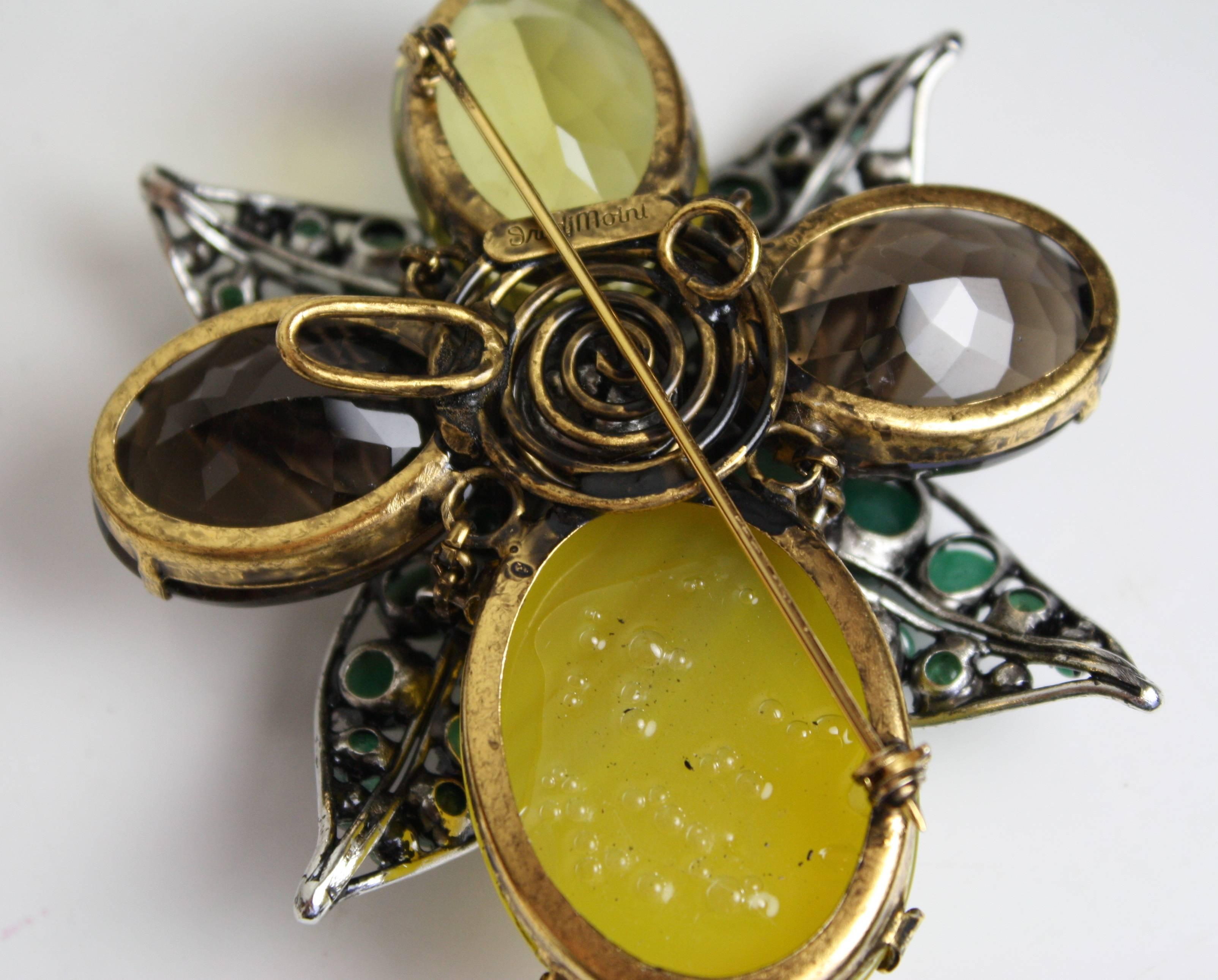 Iradj Moini Amethyst, Emerald, and Quartz Double Flower Choker Necklace 2