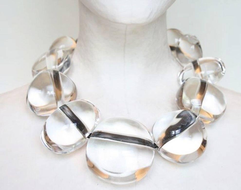Monies Clear Acrylic Bead Necklace at 1stdibs