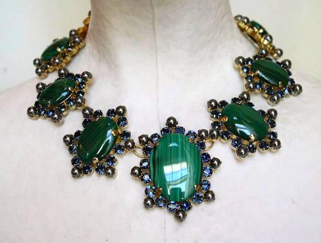 Women's Philippe Ferrandis Malachite and Glass Pearl Necklace