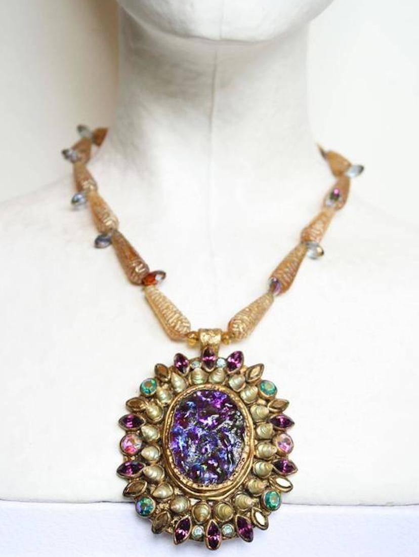 Women's Ella K Venetian Glass, Papier Mache, Swarovski Crystal, & Shell Necklace