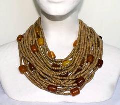 Monies Coco Bead and Agate One of a Kind Necklace