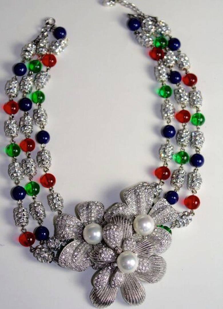Women's Francoise Montague Red, Green, and Blue Statement Necklace