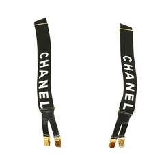 Vintage Iconic Chanel 1990s Black and White Suspenders Mint Condition