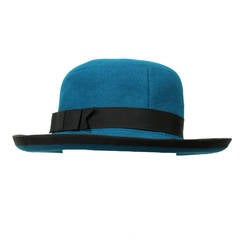 Yves Saint Laurent Teal Wool Hat YSL