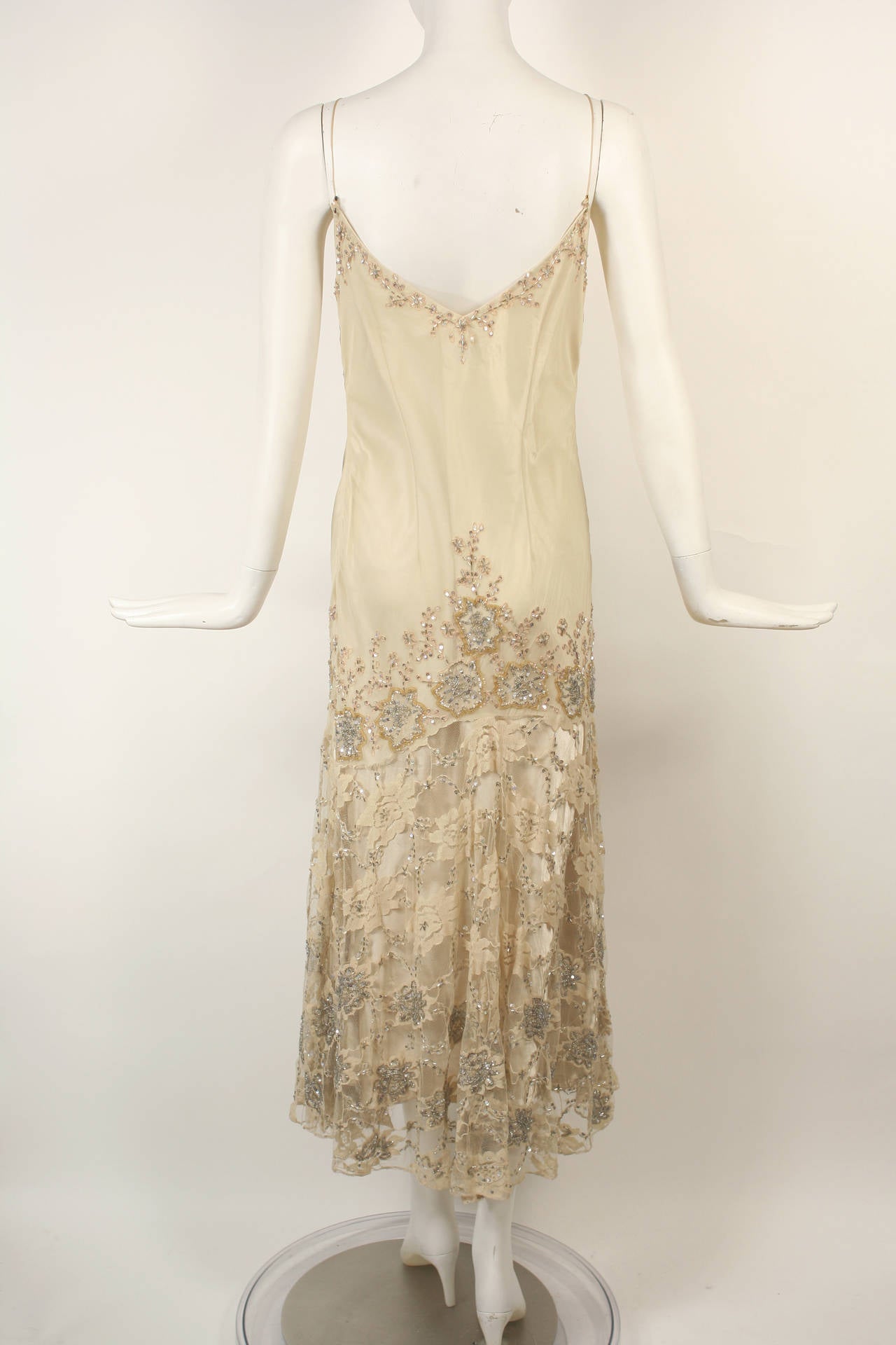 Exquisite Vintage Valentino Beaded Ivory Dress Gown For Sale 1