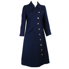 Courreges Vintage Couture Navy Coat Model #43900