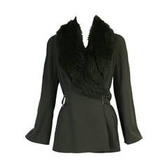 Thierry Mugler Hunter Green Shearling Fur Jacket