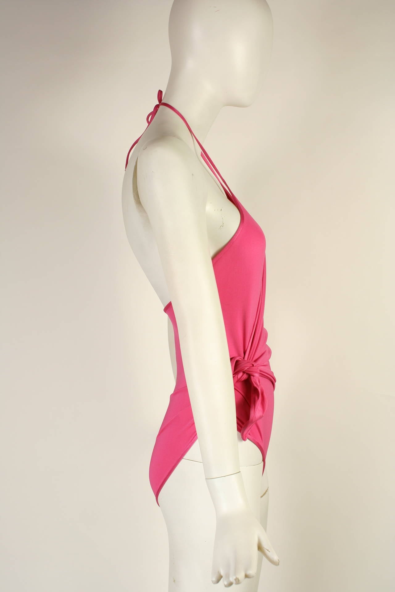 Early Gianni Versace 1970s Pink Wrap Bathing Suit New with Tags In New Condition For Sale In New York, NY