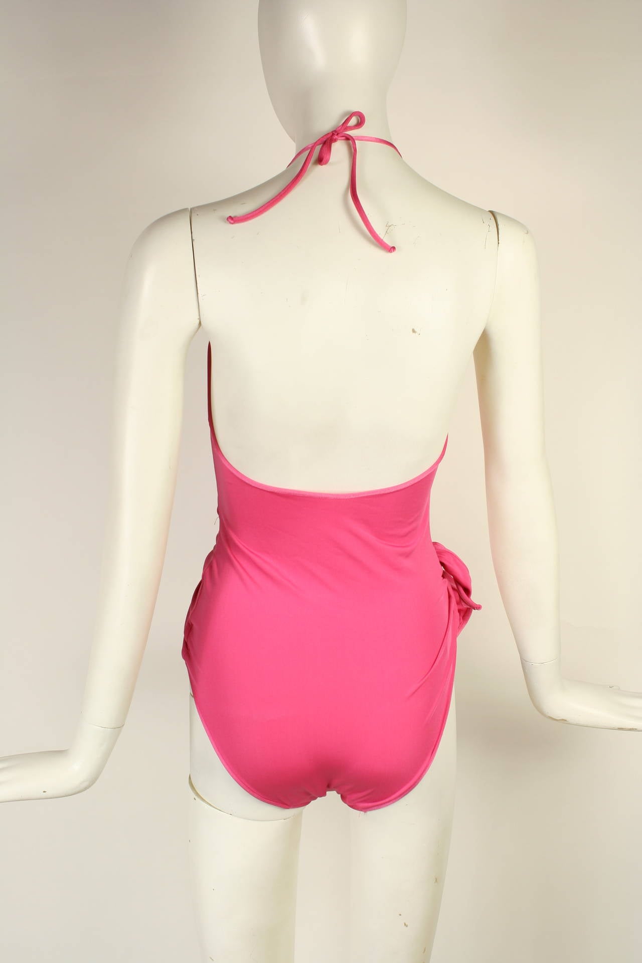 Early Gianni Versace 1970s Pink Wrap Bathing Suit New with Tags For Sale 1