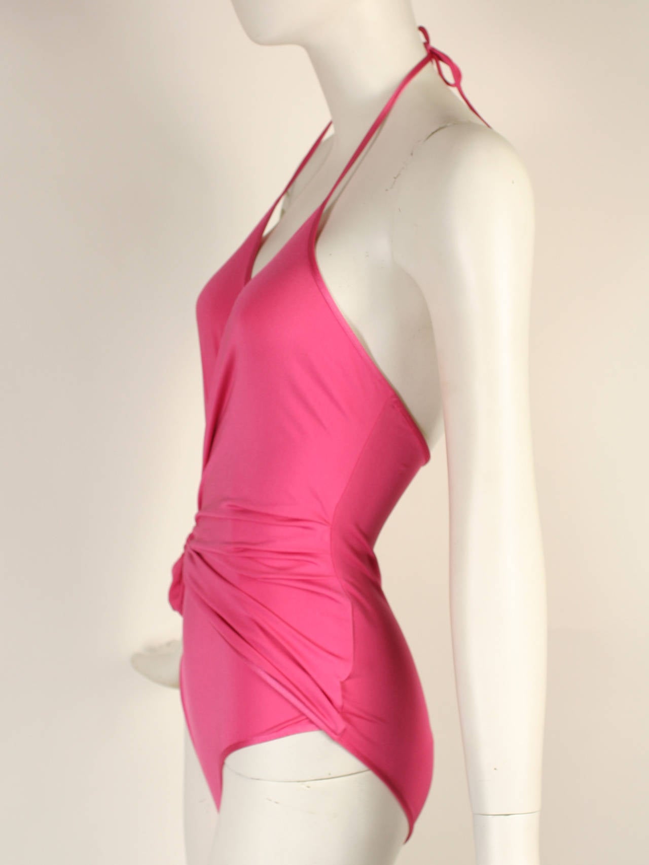 Women's Early Gianni Versace 1970s Pink Wrap Bathing Suit New with Tags For Sale