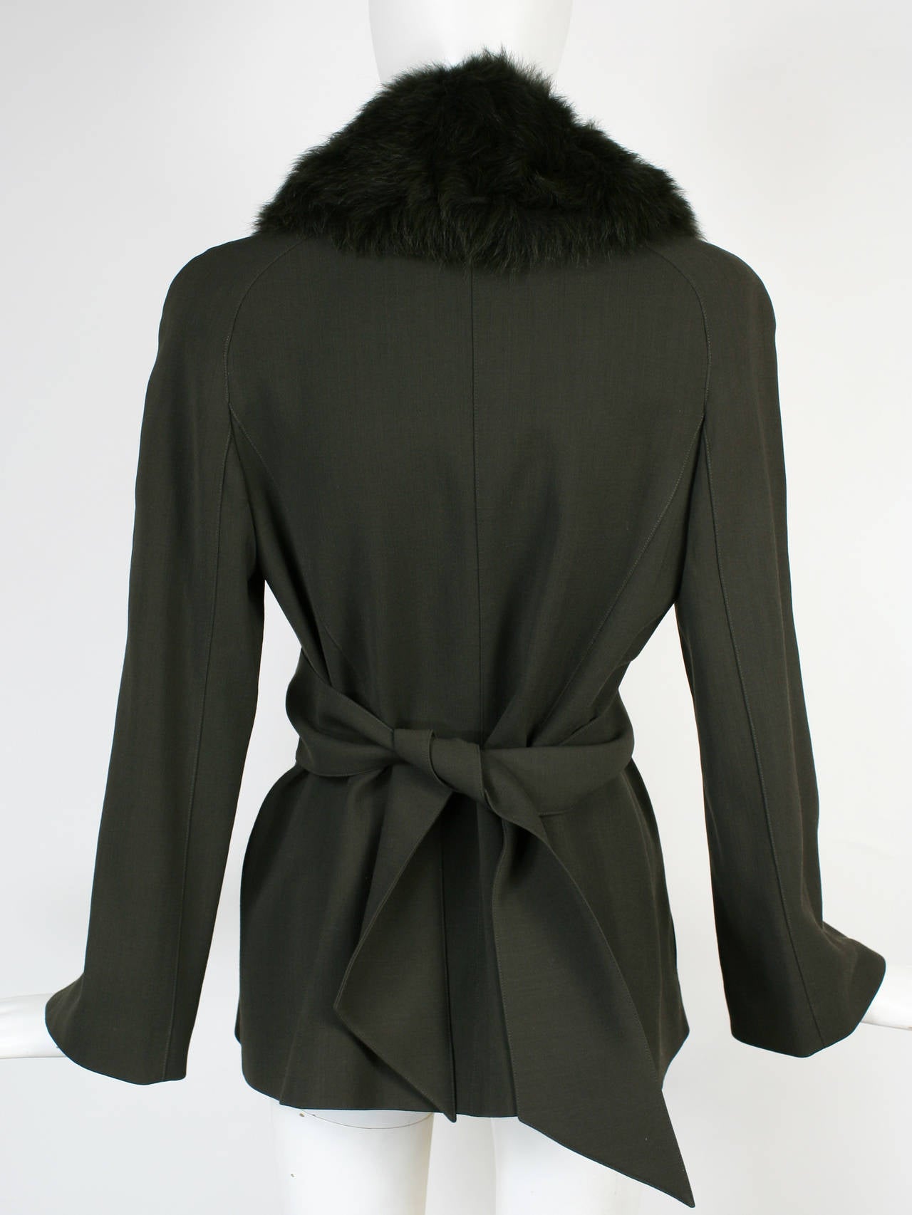 Thierry Mugler Hunter Green Shearling Fur Jacket In Excellent Condition For Sale In New York, NY