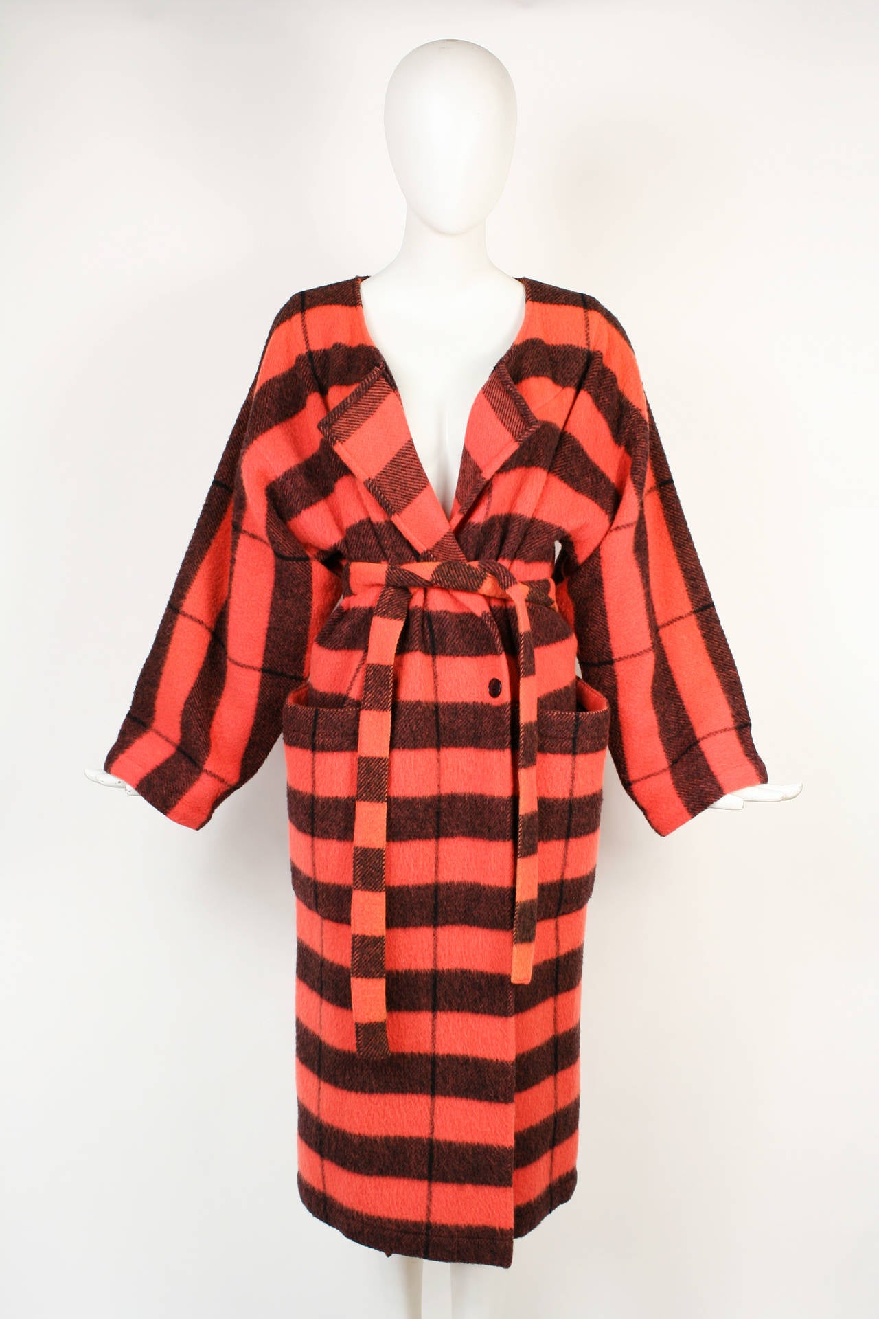 Jean-Charles de Castelbajac Plaid Sweater Coat In Excellent Condition For Sale In New York, NY