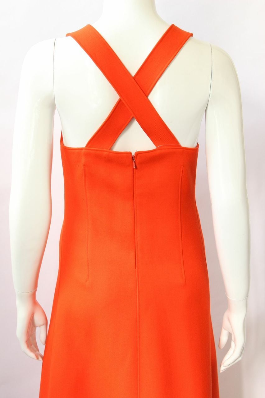 Courreges Couture Future 1967 Space Age Orange Jumper Dress For Sale 1