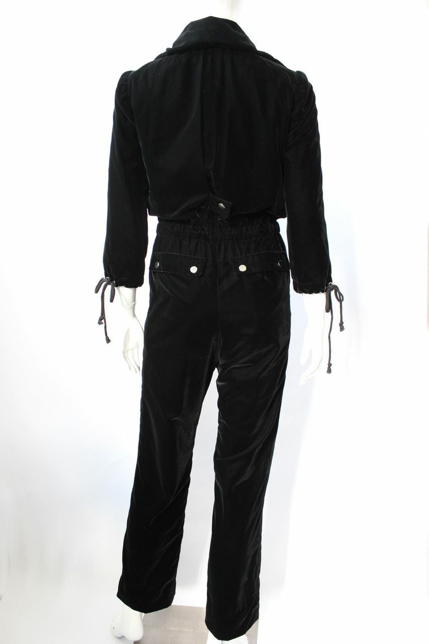 Women's Courreges Paris 1970s Black Velvet Jumpsuit For Sale