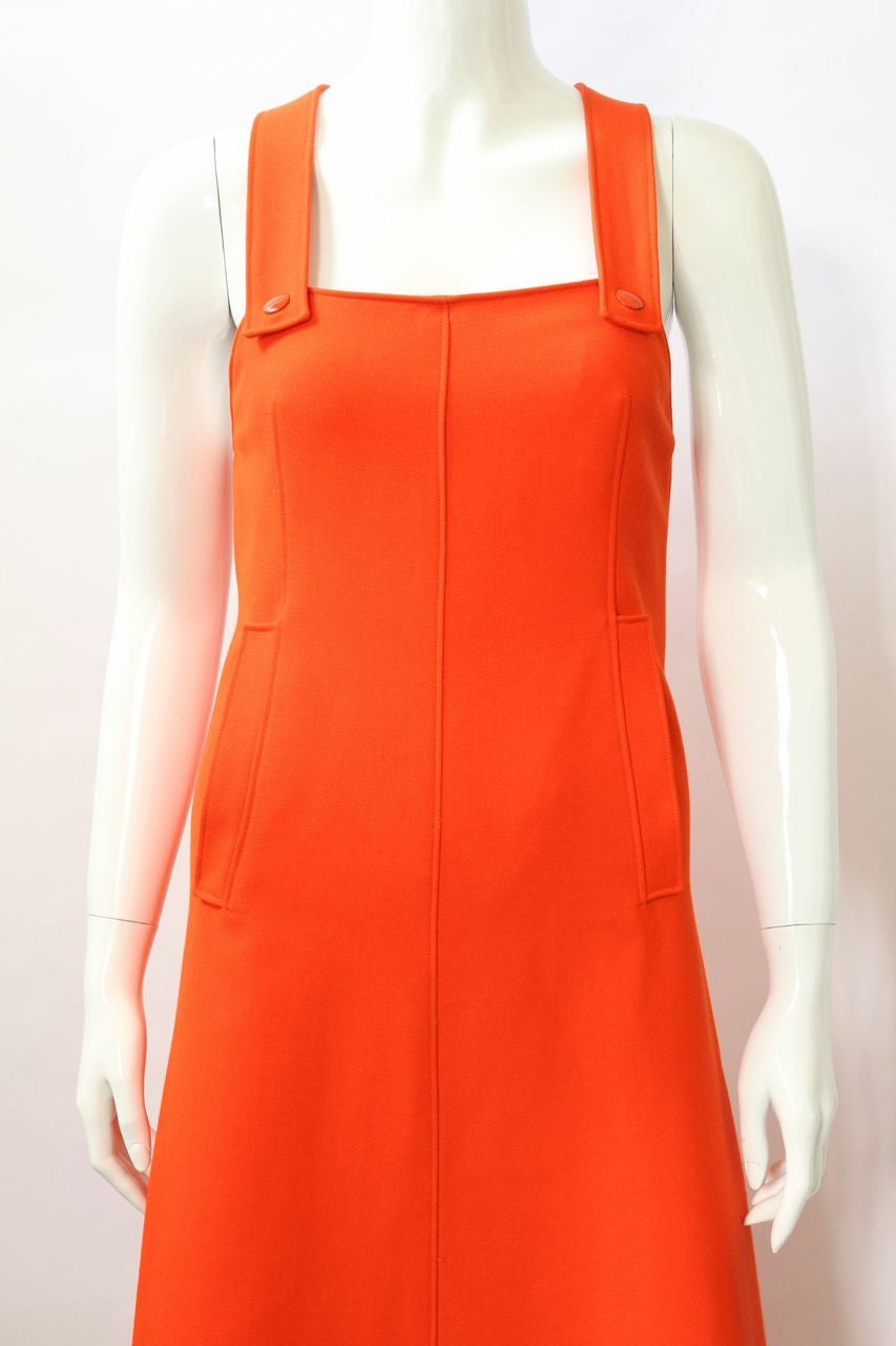 Courreges Couture Future 1967 Space Age Orange Jumper Dress In Excellent Condition For Sale In New York, NY