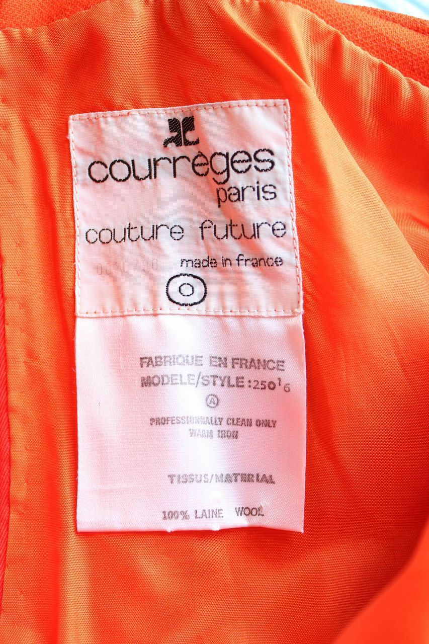 Courreges Couture Future 1967 Space Age Orange Jumper Dress For Sale 3