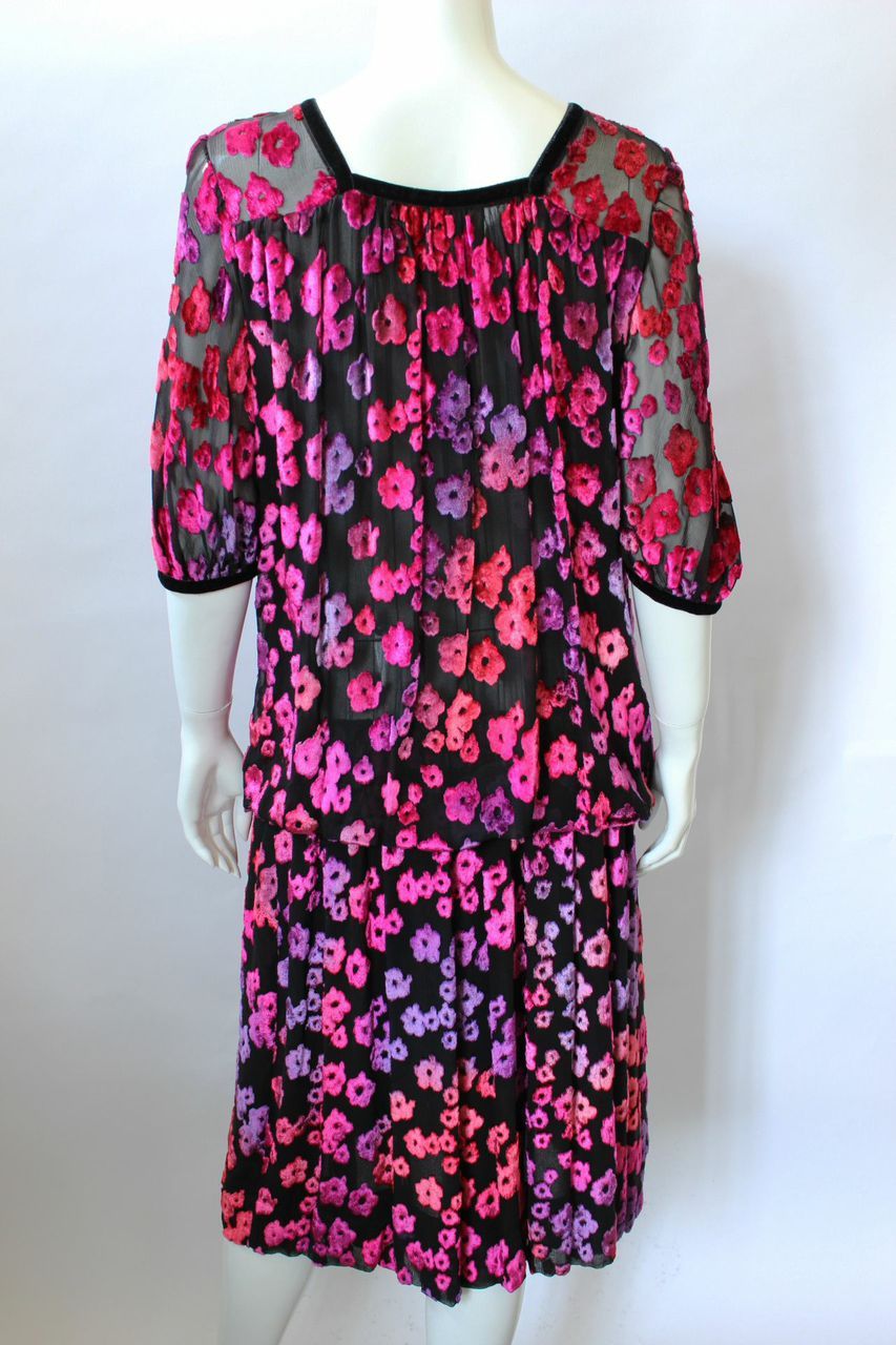 Women's Courreges 1970's Pink, Purple and Black Devoré Dress For Sale