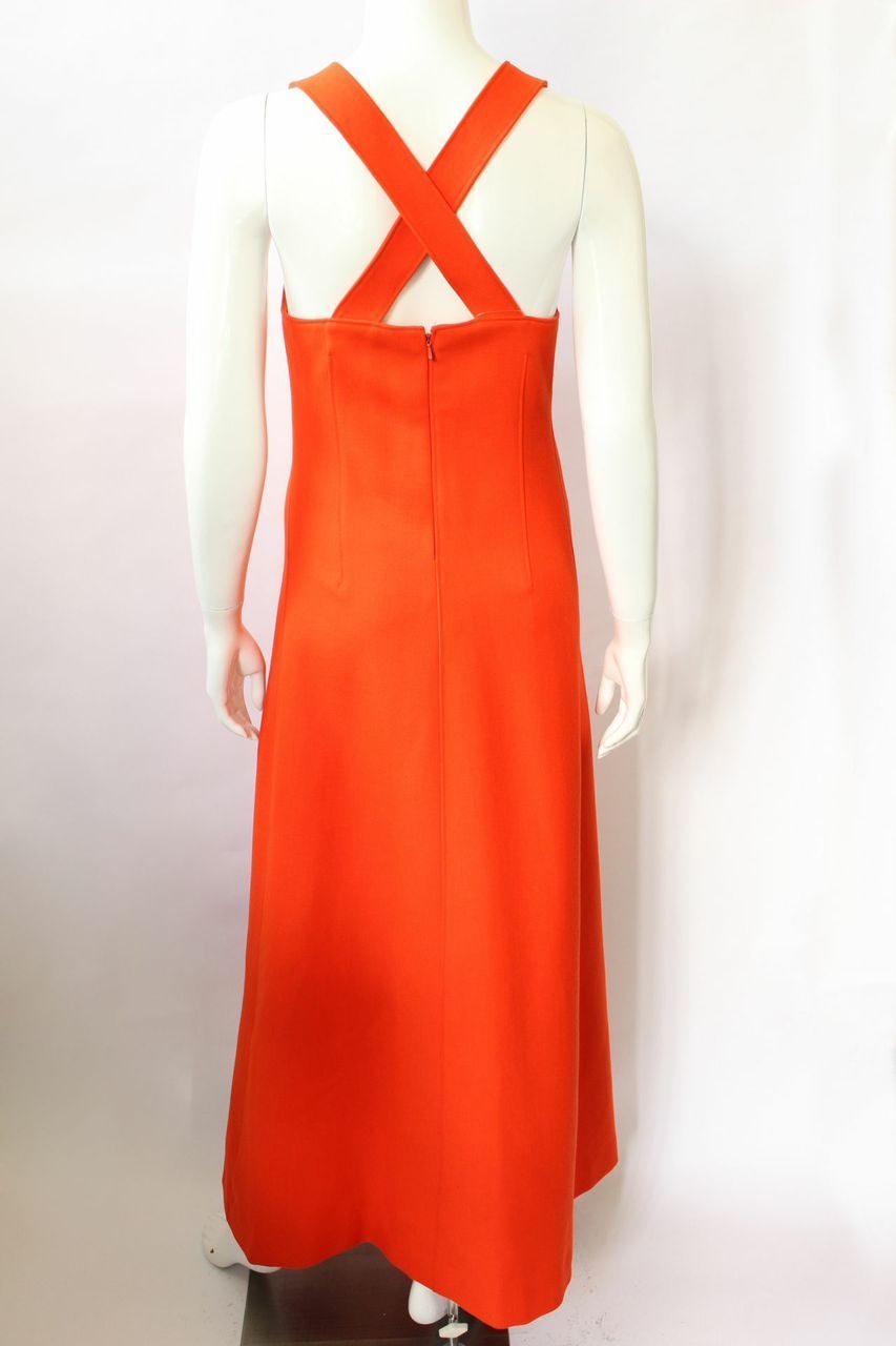Women's Courreges Couture Future 1967 Space Age Orange Jumper Dress For Sale