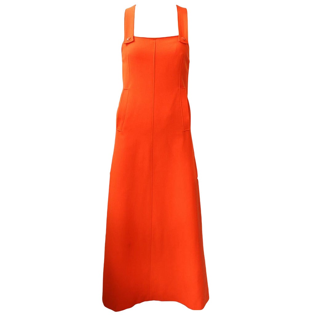Courreges Couture Future 1967 Space Age Orange Jumper Dress For Sale