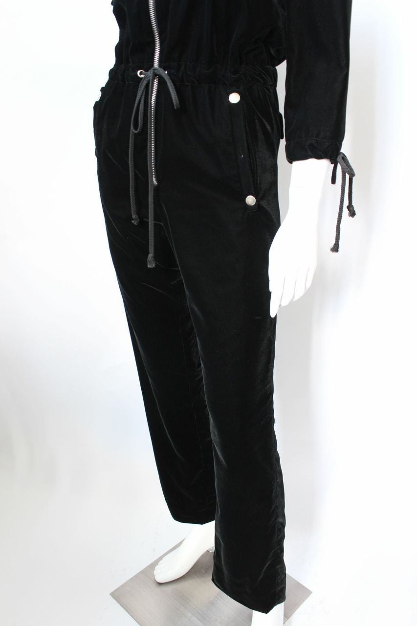 Courreges Paris 1970s Black Velvet Jumpsuit For Sale 2