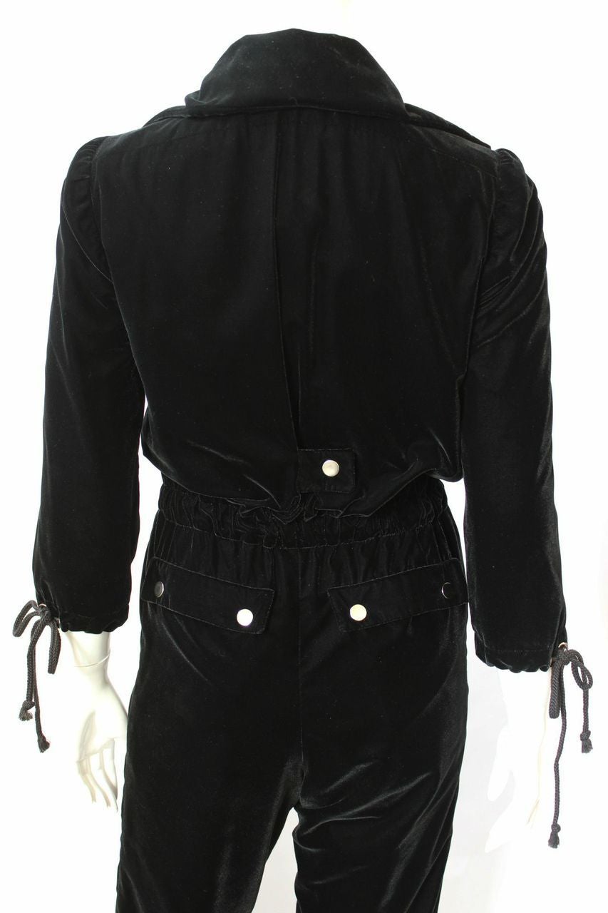 Courreges Paris 1970s Black Velvet Jumpsuit For Sale 1