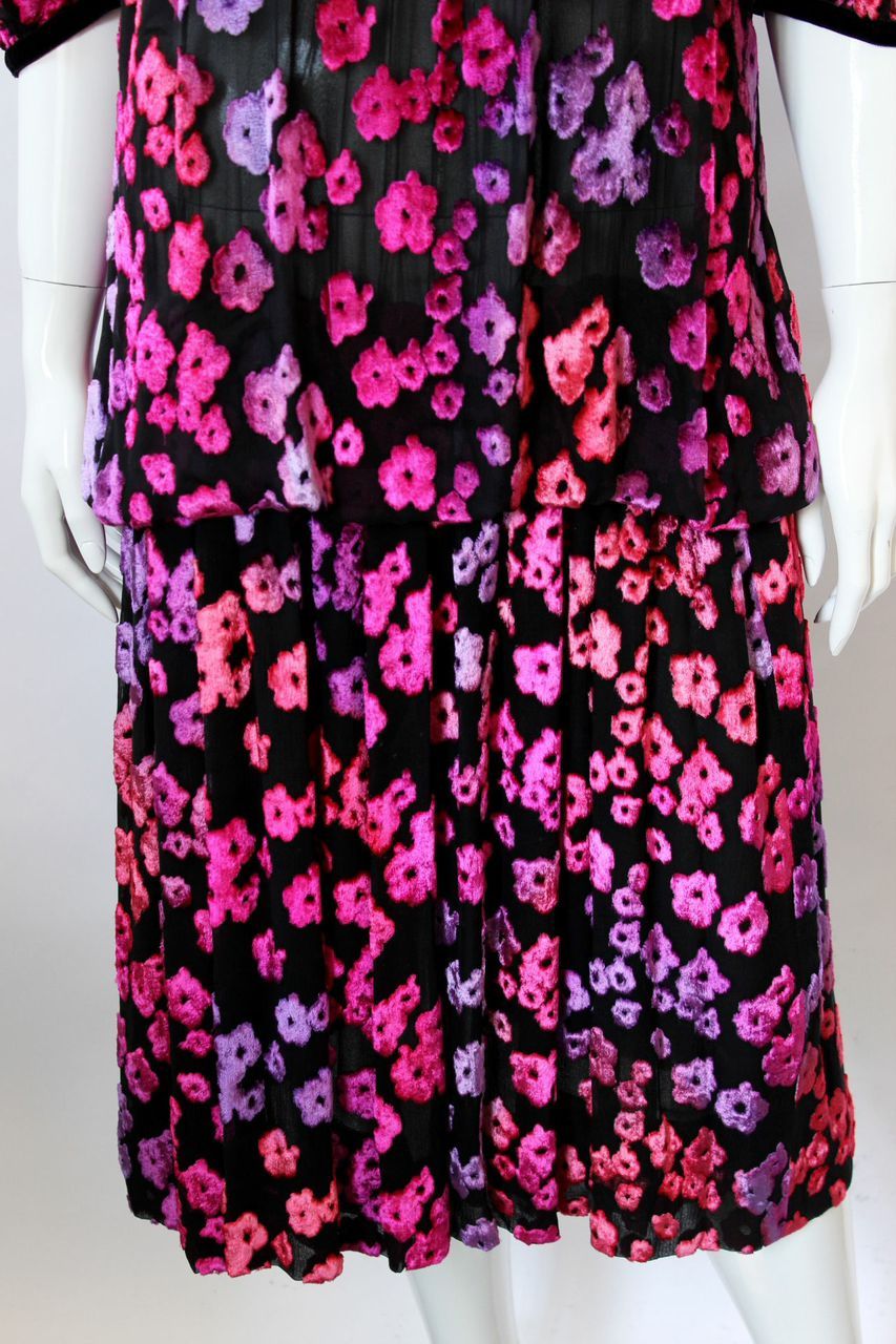 Courreges 1970's Pink, Purple and Black Devoré Dress For Sale 2