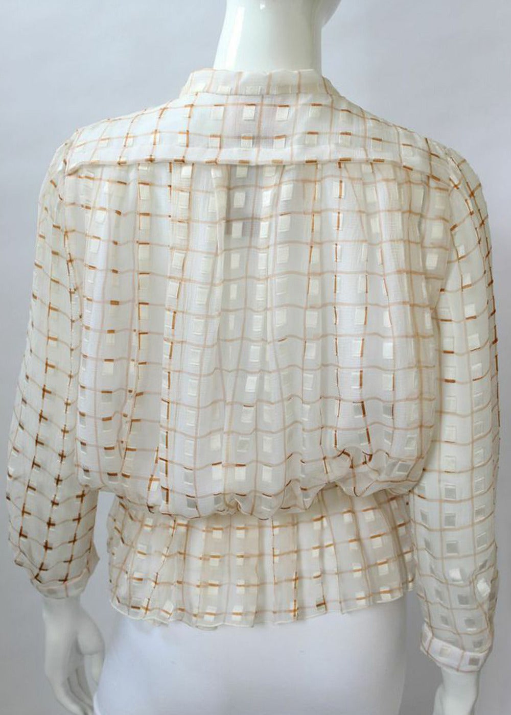 Vintage 1970s Courreges Tan and Cream Silk Skirt & Top Ensemble For Sale 1