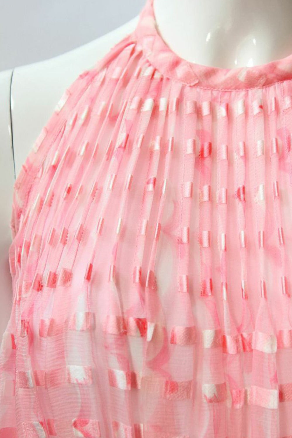 Vintage 1970's Courreges Pink Silk Halter Dress and Scarf For Sale 1