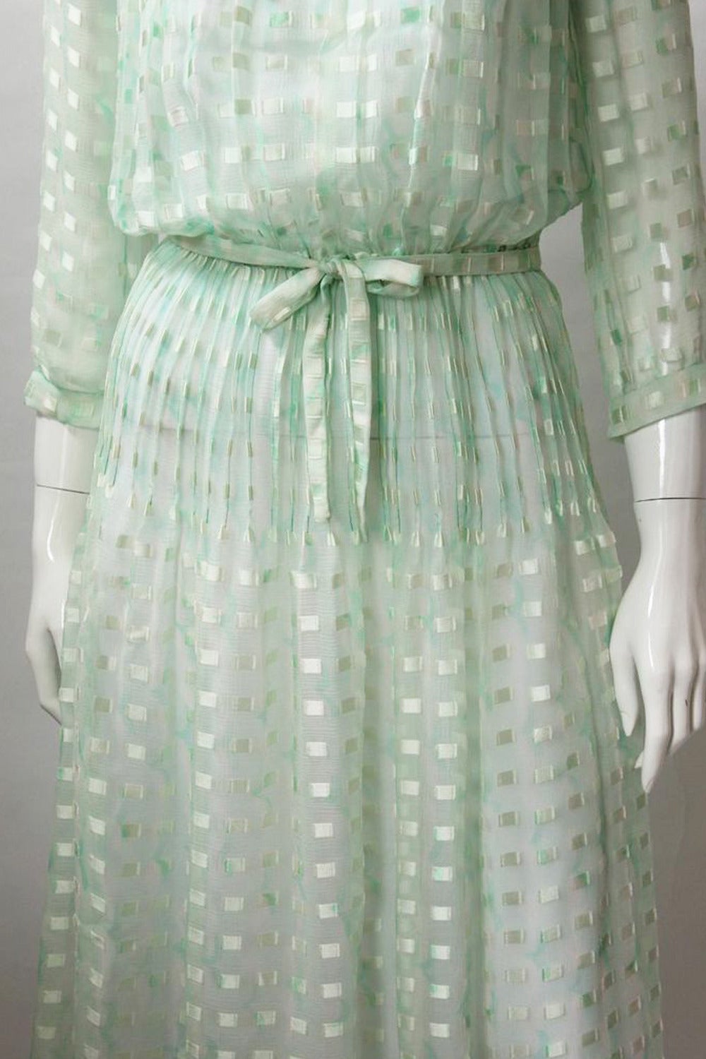 Women's Vintage Courreges 1970s Green Silk Lawn Dress For Sale