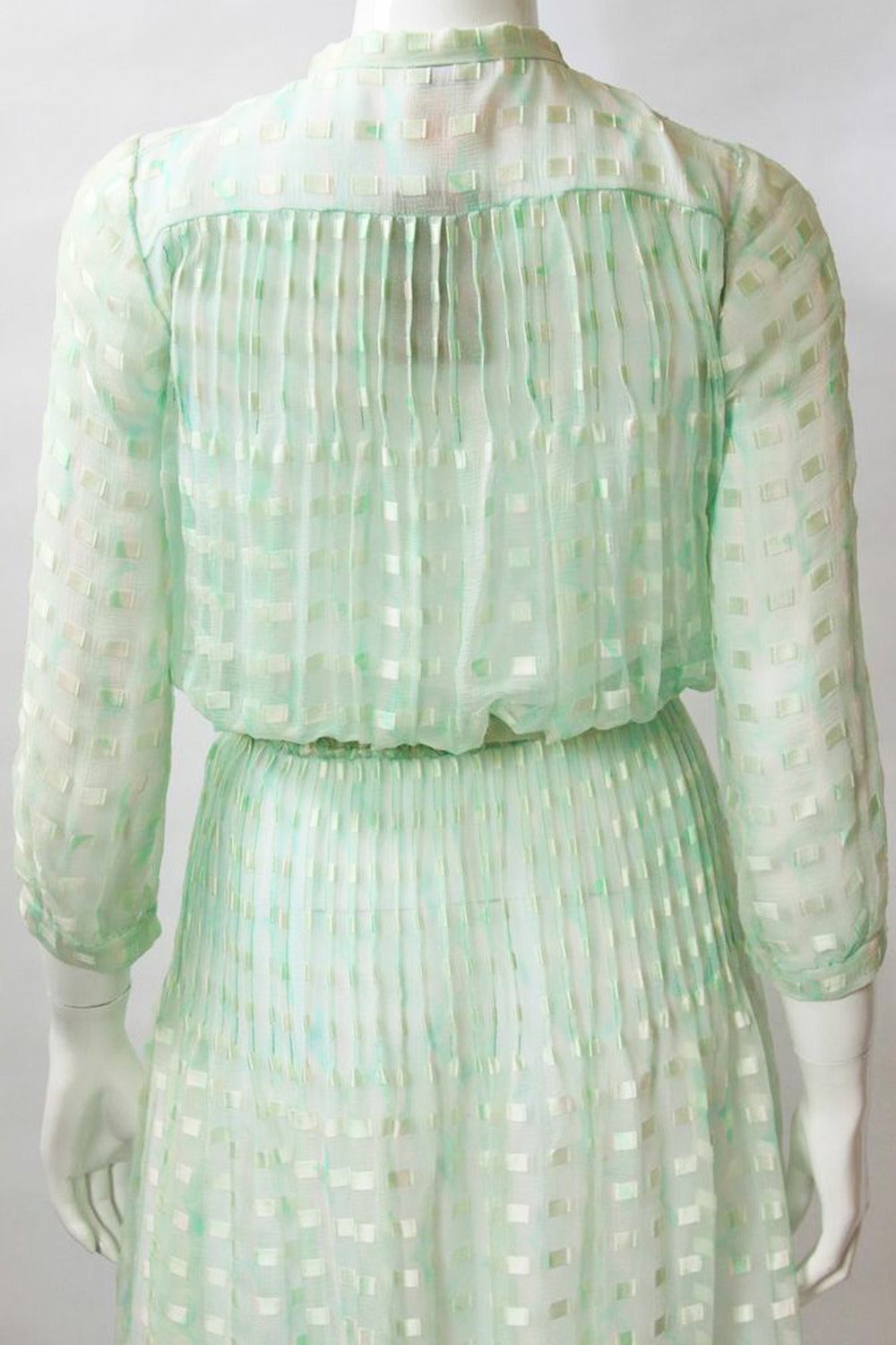 Vintage Courreges 1970s Green Silk Lawn Dress For Sale 2
