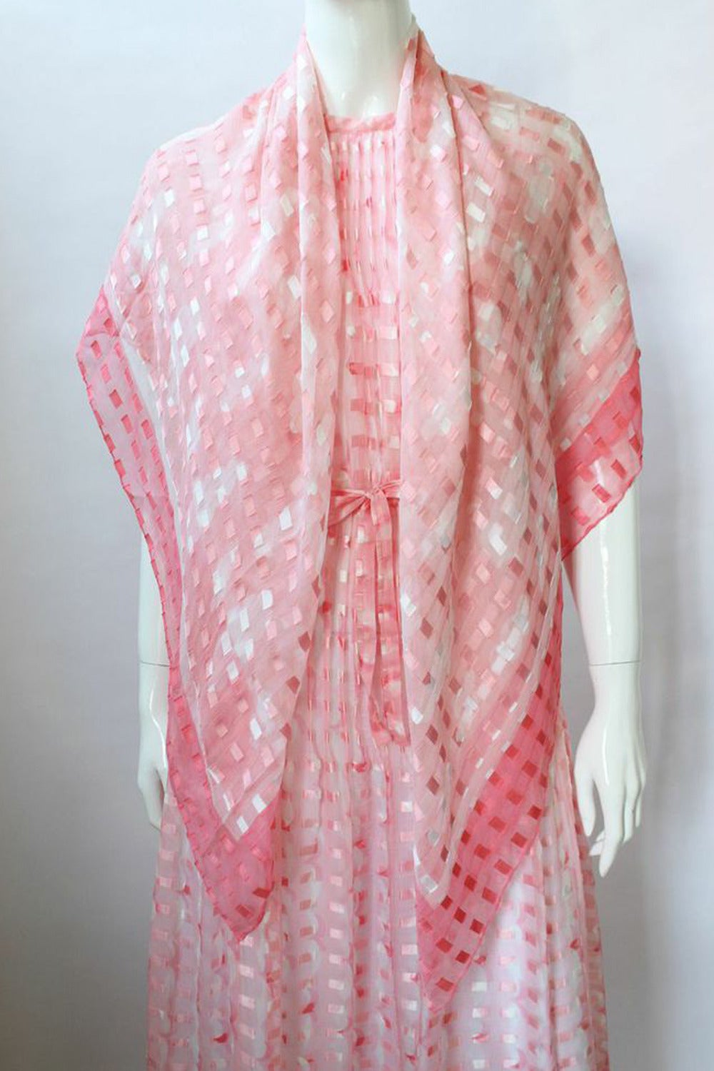 Women's Vintage 1970's Courreges Pink Silk Halter Dress and Scarf For Sale