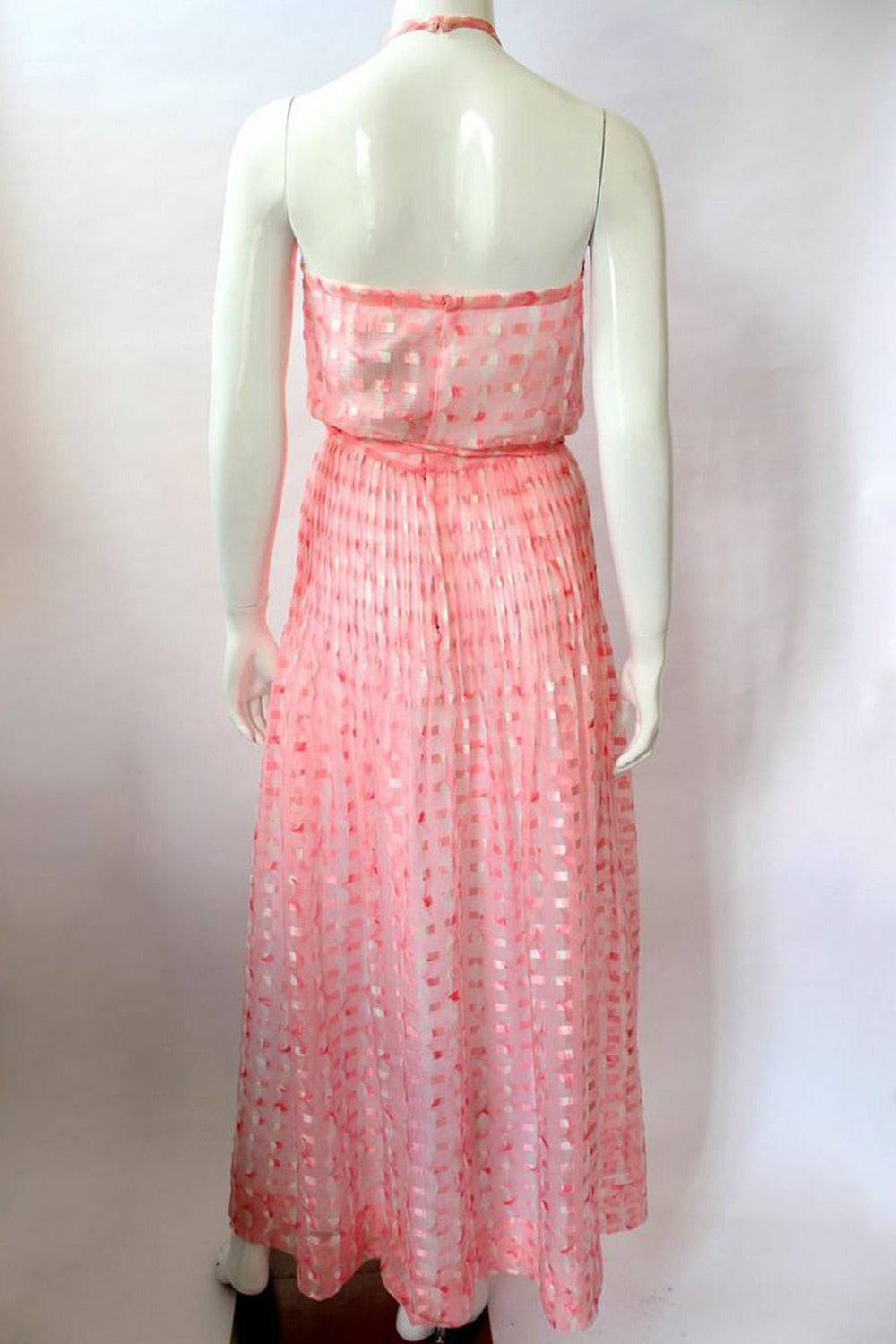 Vintage 1970's Courreges Pink Silk Halter Dress and Scarf In Excellent Condition For Sale In New York, NY