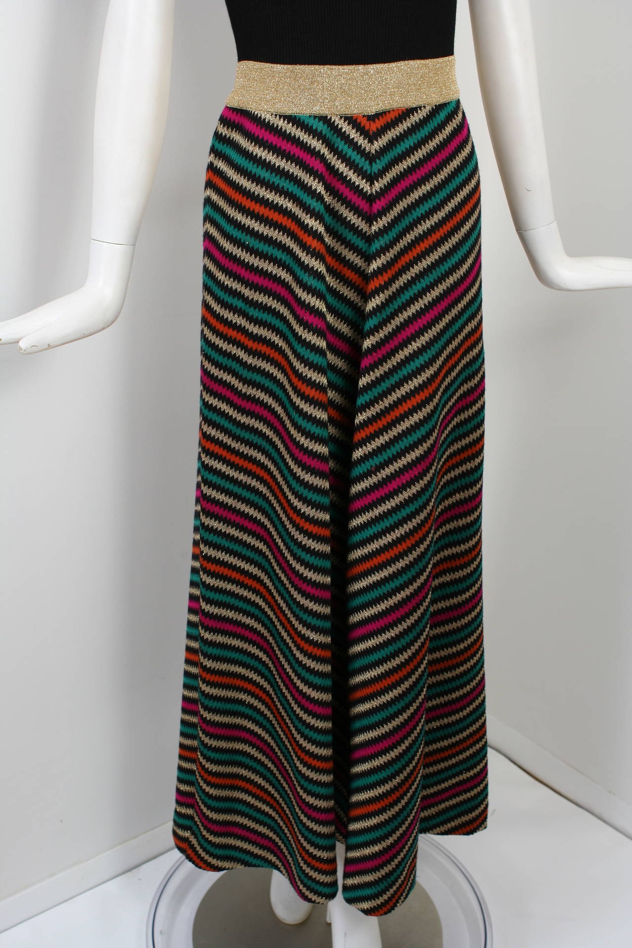 1970s Vintage Crissa Linea Italiana Knit Lame Maxi Dress For Sale 3