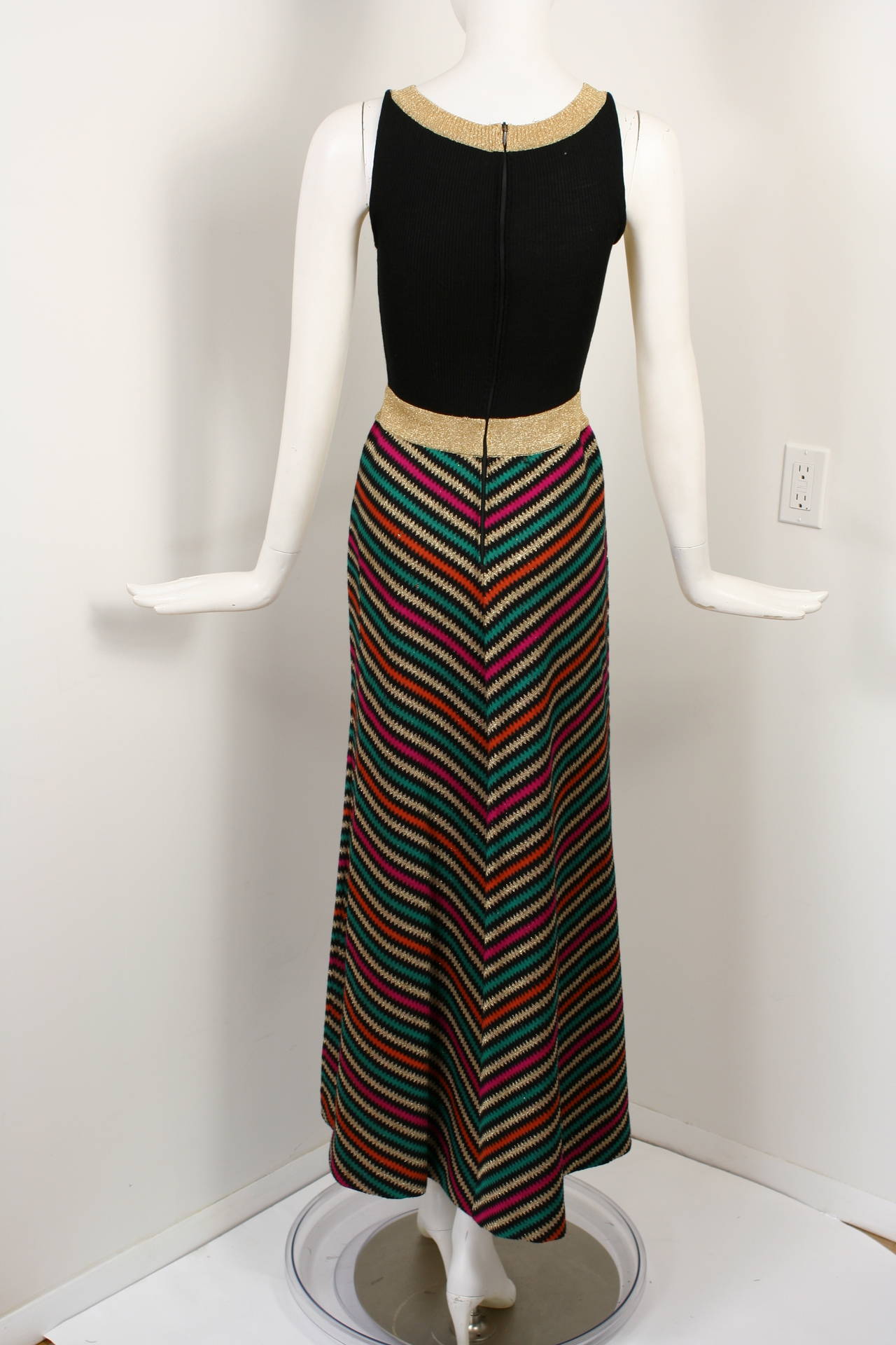 Women's 1970s Vintage Crissa Linea Italiana Knit Lame Maxi Dress For Sale