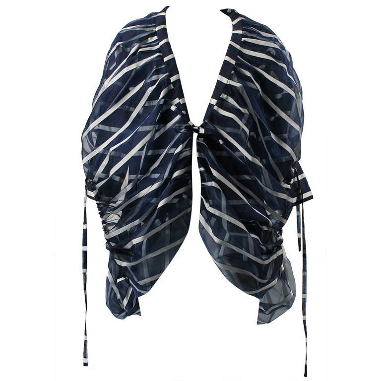 Issey Miyake Sculptural Blue and White Avant-Garde Jacket For Sale