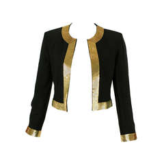 Vintage Moschino Couture! 90's Black and Gold Sequins Blazer Jacket