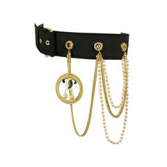 Moschino 1990s Question Mark with Pearls and Chains Belt- Mint