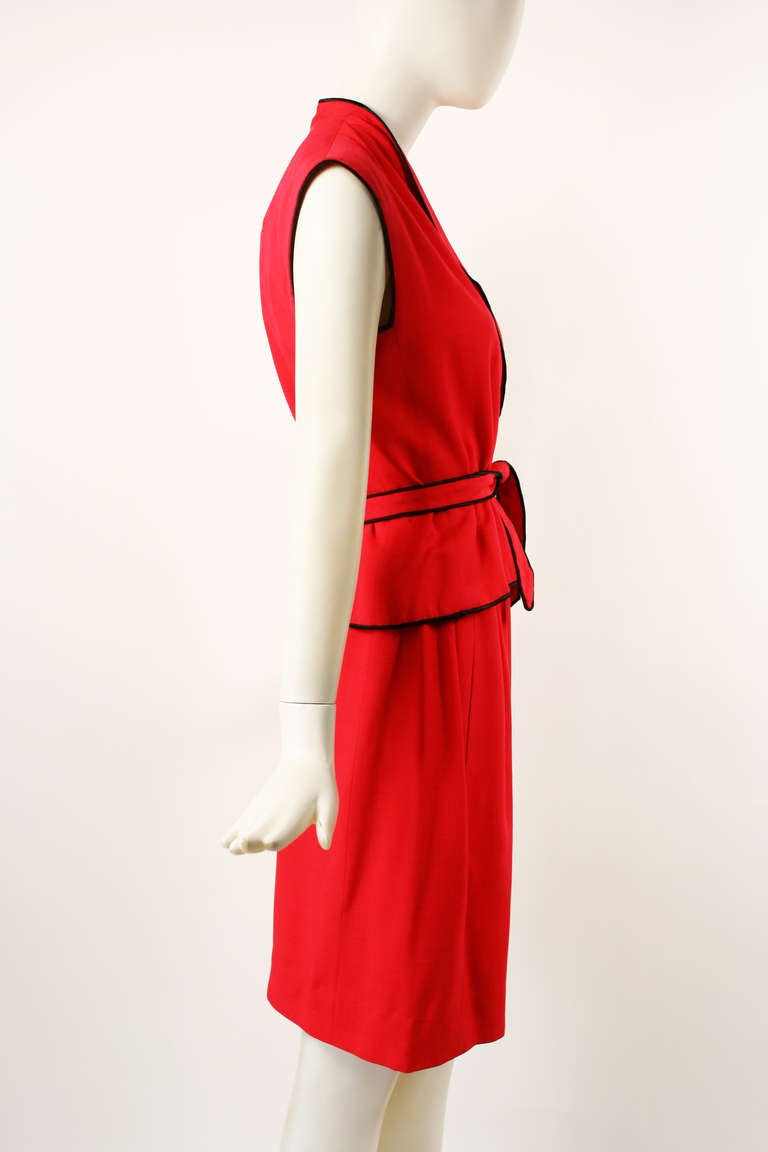 Women's Halston 1970s Red Raw Silk Dress For Sale