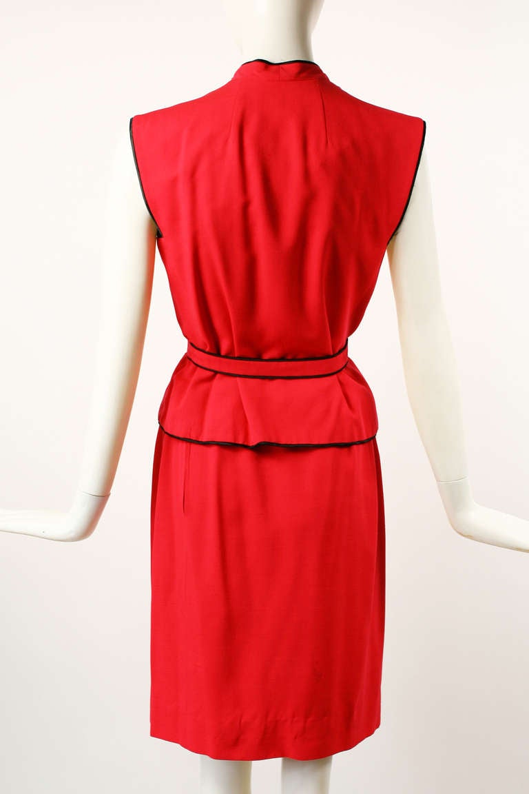 Halston 1970s Red Raw Silk Dress For Sale 1