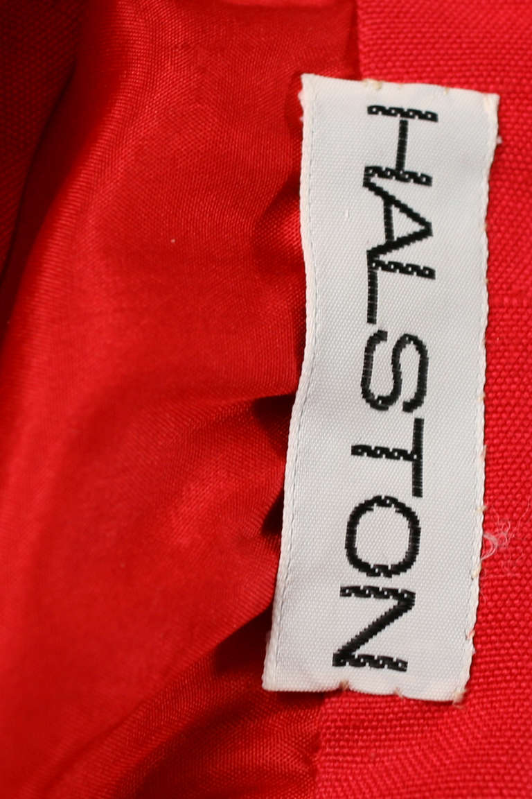 Halston 1970s Red Raw Silk Dress For Sale 2