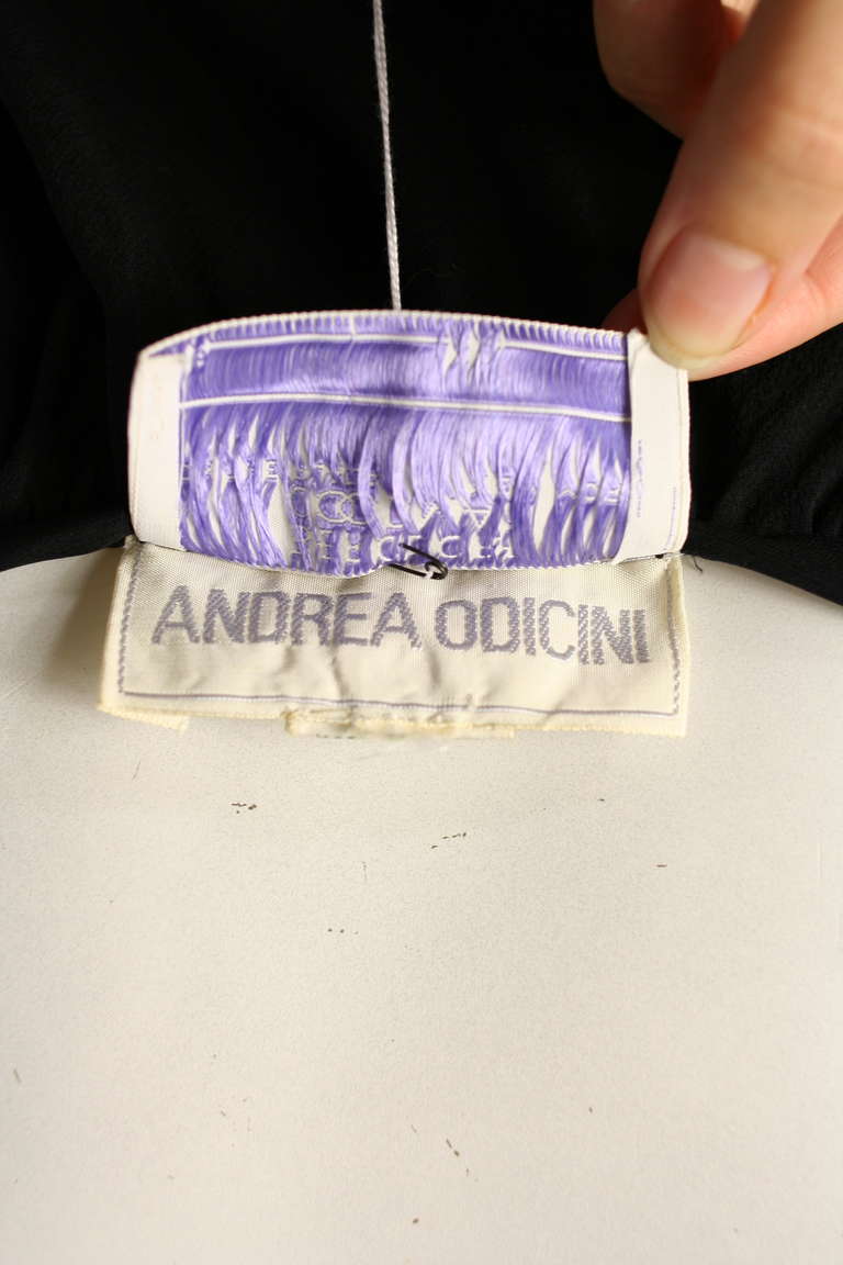 Andrea Odicini 1970s Black Silk Chiffon Embroidered Peasant Dress For Sale 6