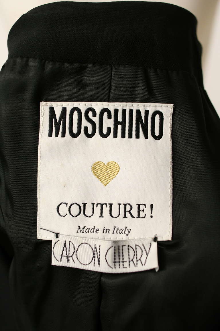 Moschino Couture! 90's Black and Gold Sequins Blazer Jacket For Sale 3