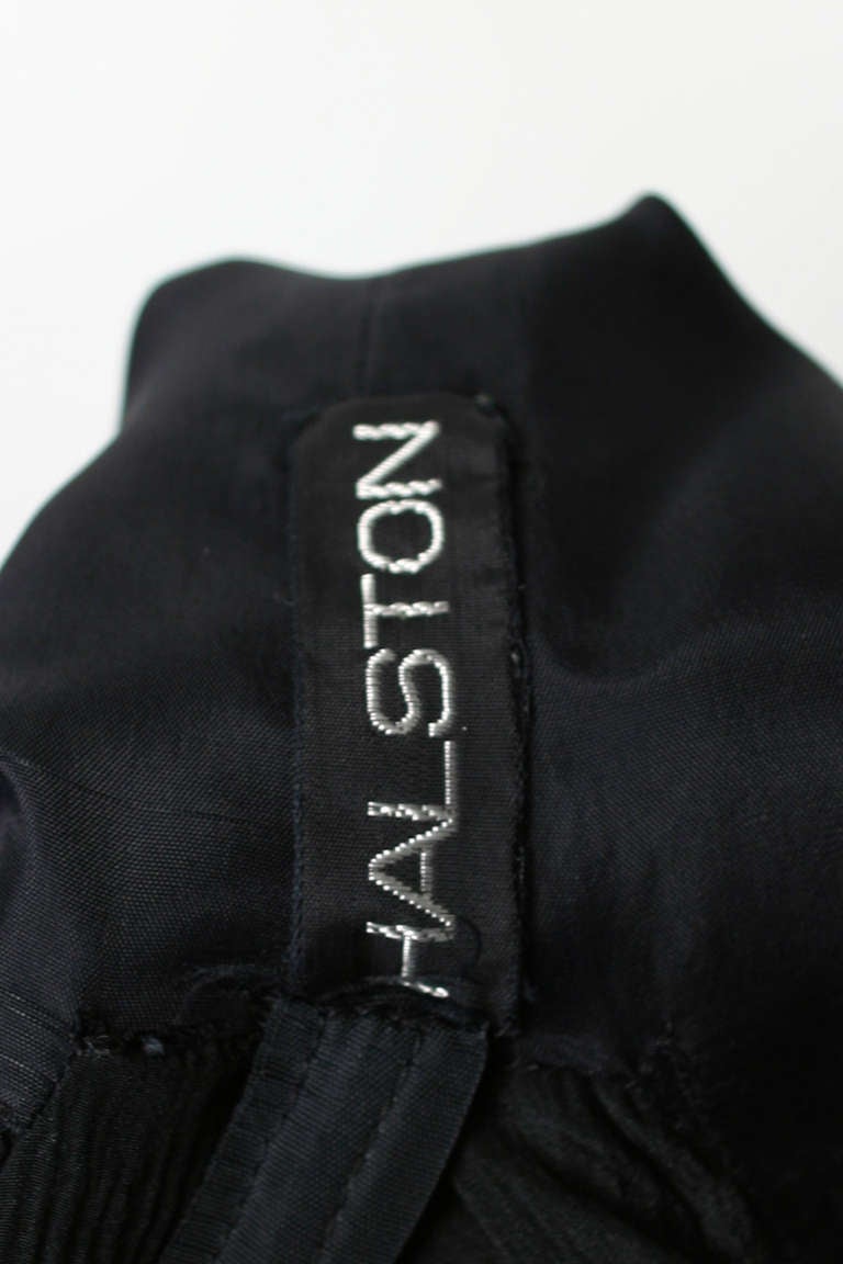 Halston 1970s Black Silk Dress with Asymmetrical Neckline For Sale 2