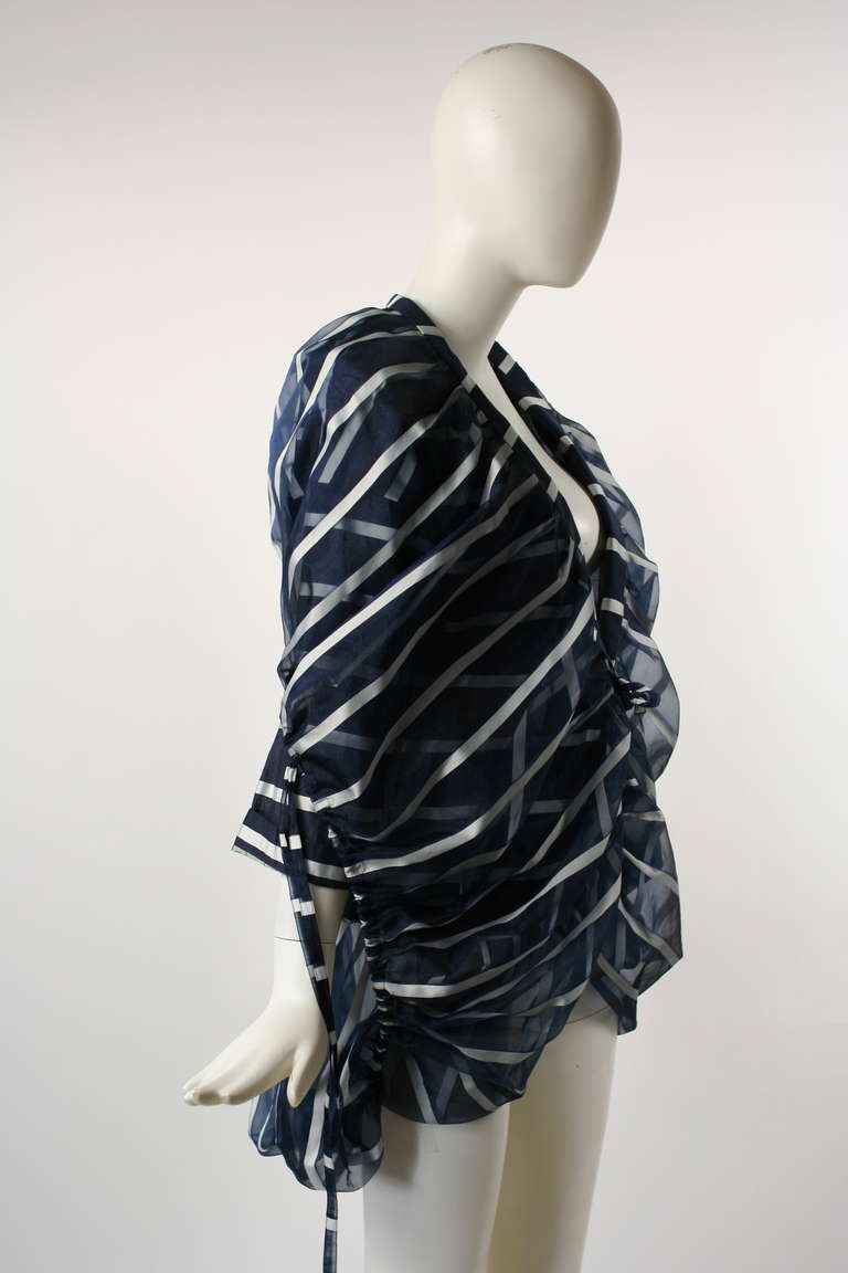 Issey Miyake Sculptural Blue and White Avant-Garde Jacket In Excellent Condition For Sale In New York, NY