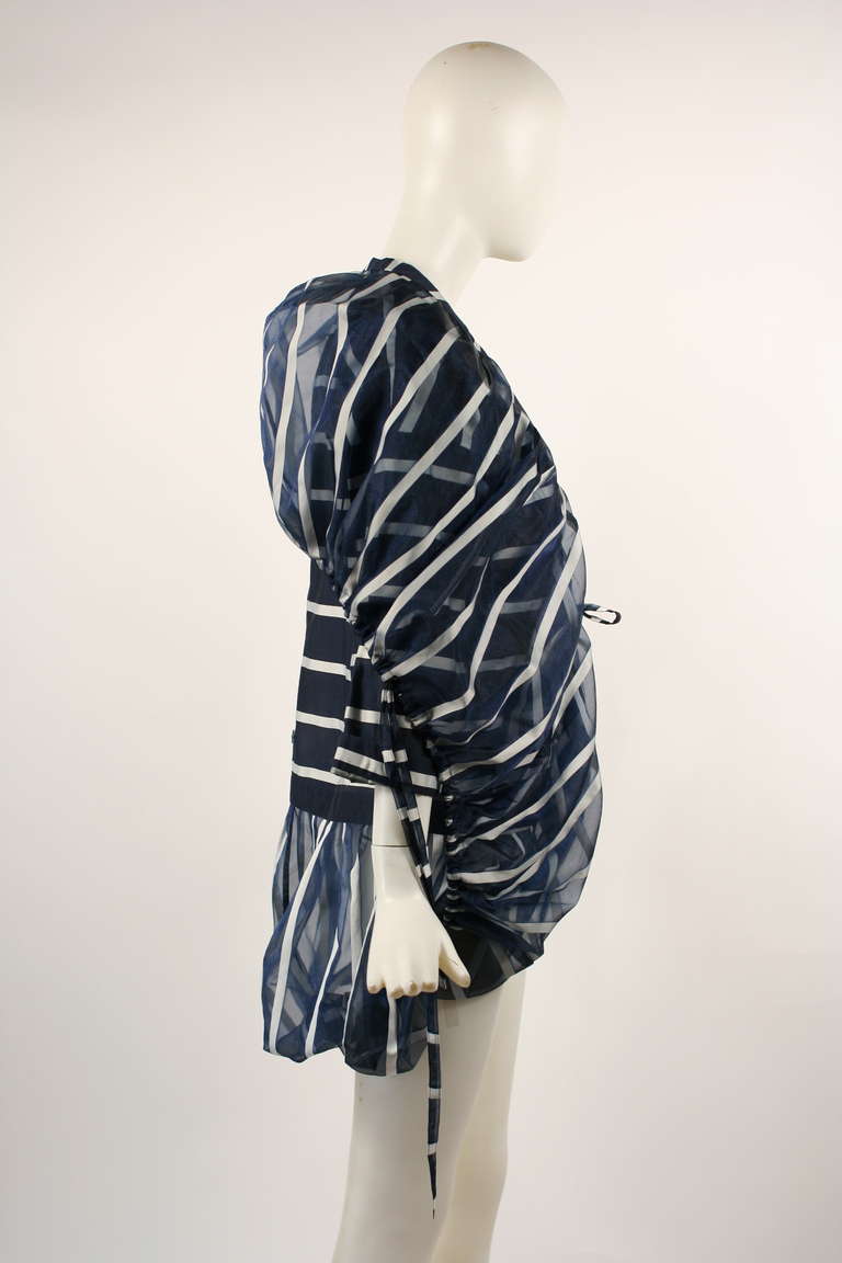 Women's Issey Miyake Sculptural Blue and White Avant-Garde Jacket For Sale