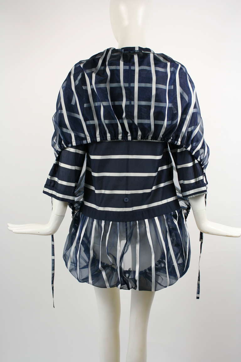 Issey Miyake Sculptural Blue and White Avant-Garde Jacket For Sale 2