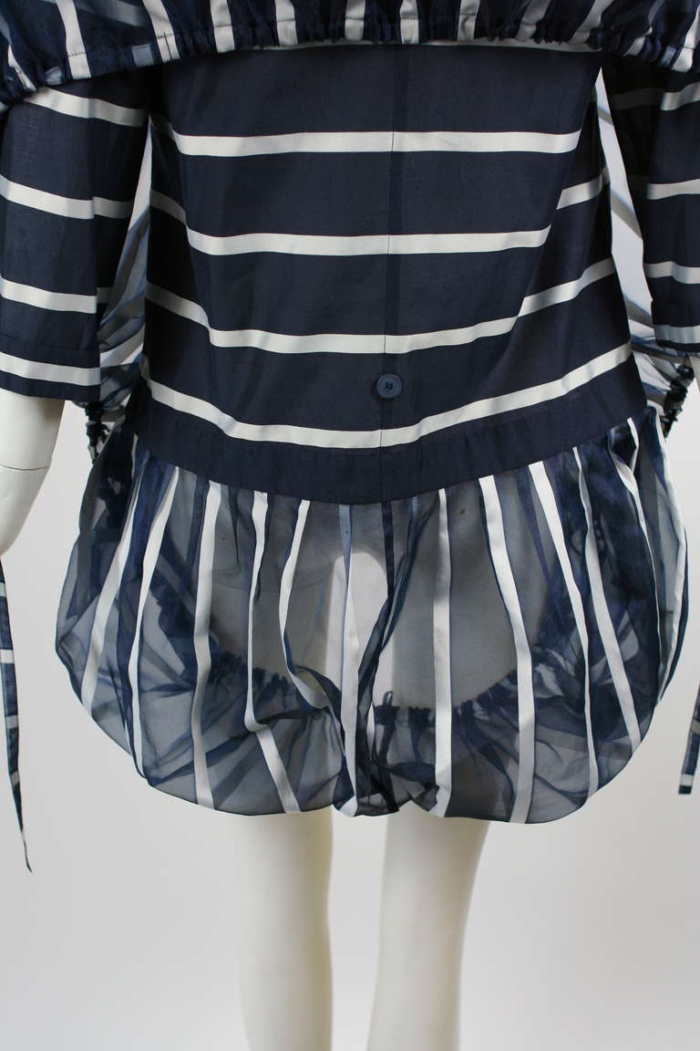 Issey Miyake Sculptural Blue and White Avant-Garde Jacket For Sale 4