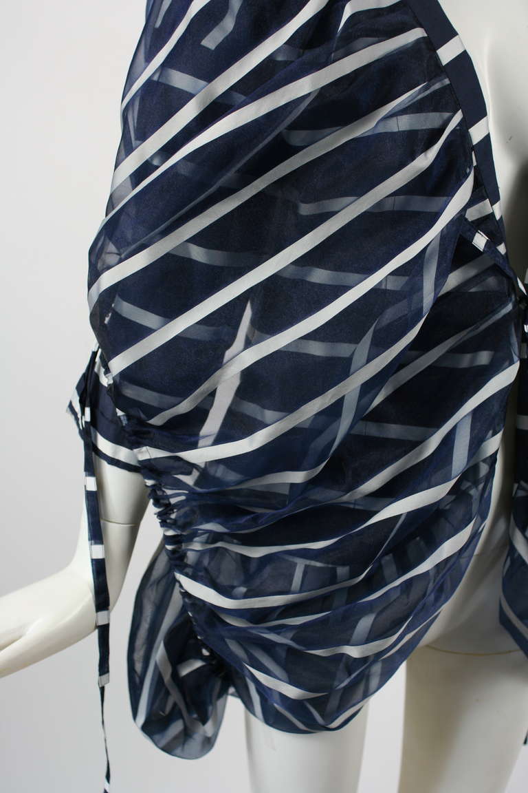 Issey Miyake Sculptural Blue and White Avant-Garde Jacket For Sale 5